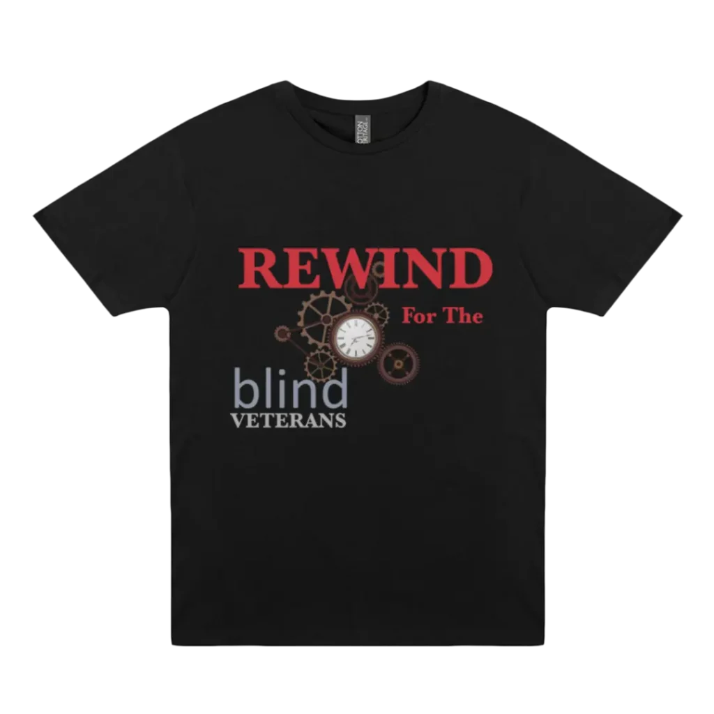 Rewind for the Blind black t shirt