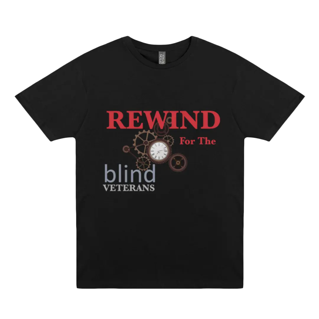 Rewind for the Blind black t shirt