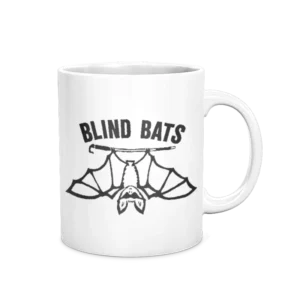 Blind Bats white coffee mug, 11oz