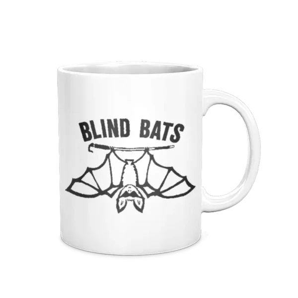 Blind Bats white coffee mug, 11oz