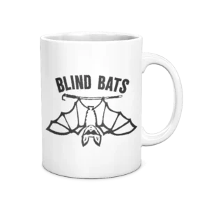 Blind Bats white coffee mug, 15oz