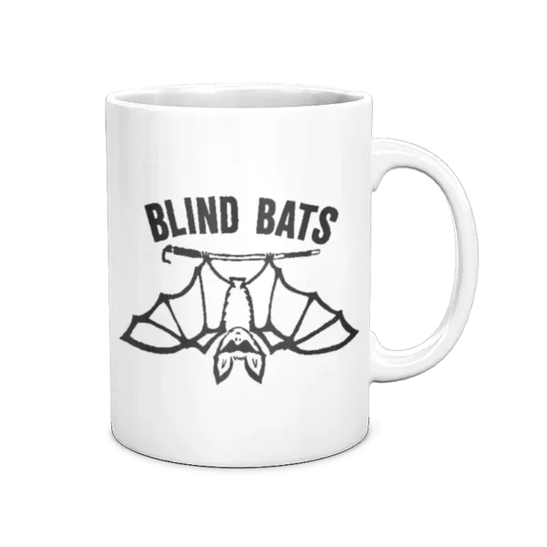 Blind Bats white coffee mug, 15oz