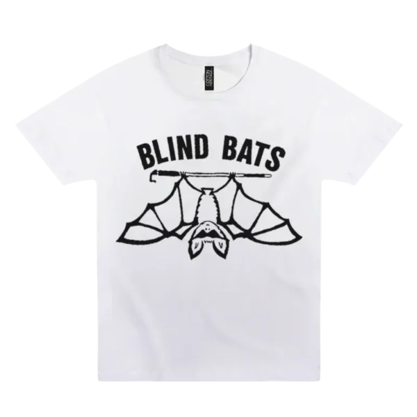 White t-shirt with the Blind Bats logo